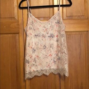 light pink floral v neck tank top